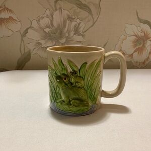 Vintage Otagiri Hand Painted Frogs On A Lily Pad Tea / Coffee Mug 1980 - Japan